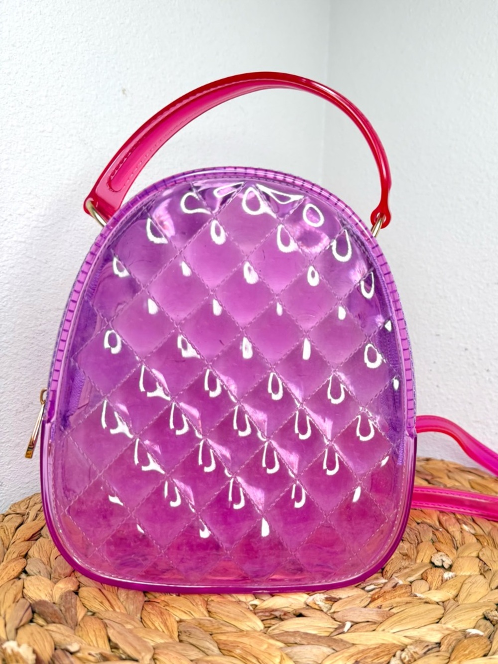 DELUXITY Bag pink Purple jelly purse Quilted Pattern with multi compartments